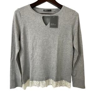 89th & Madison Light Heather Gray Long Sleeve Sweater ‎ Size Large NWT